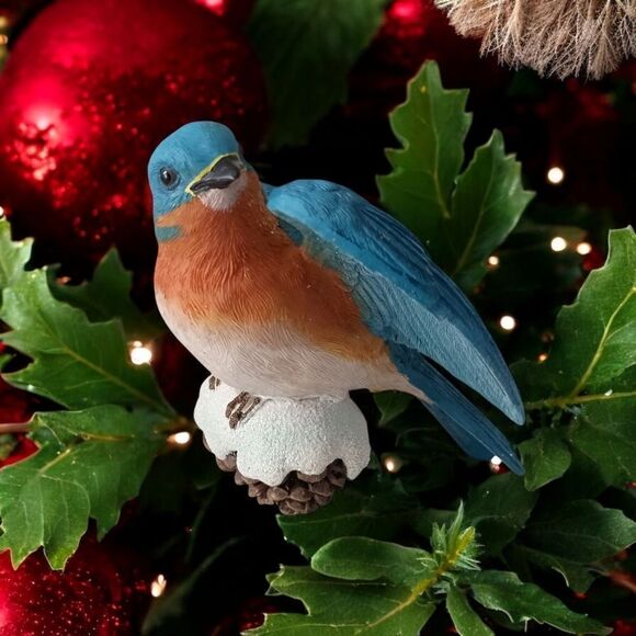 Bluebird On A Pinecone Ornament Danbury Mint Christmas Songbird Collection Bird. - Picture 14 of 16